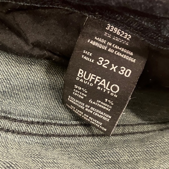 Buffalo mens W32L30 dark blue slim Straight Leg stretch Jeans distressed - Picture 16 of 16